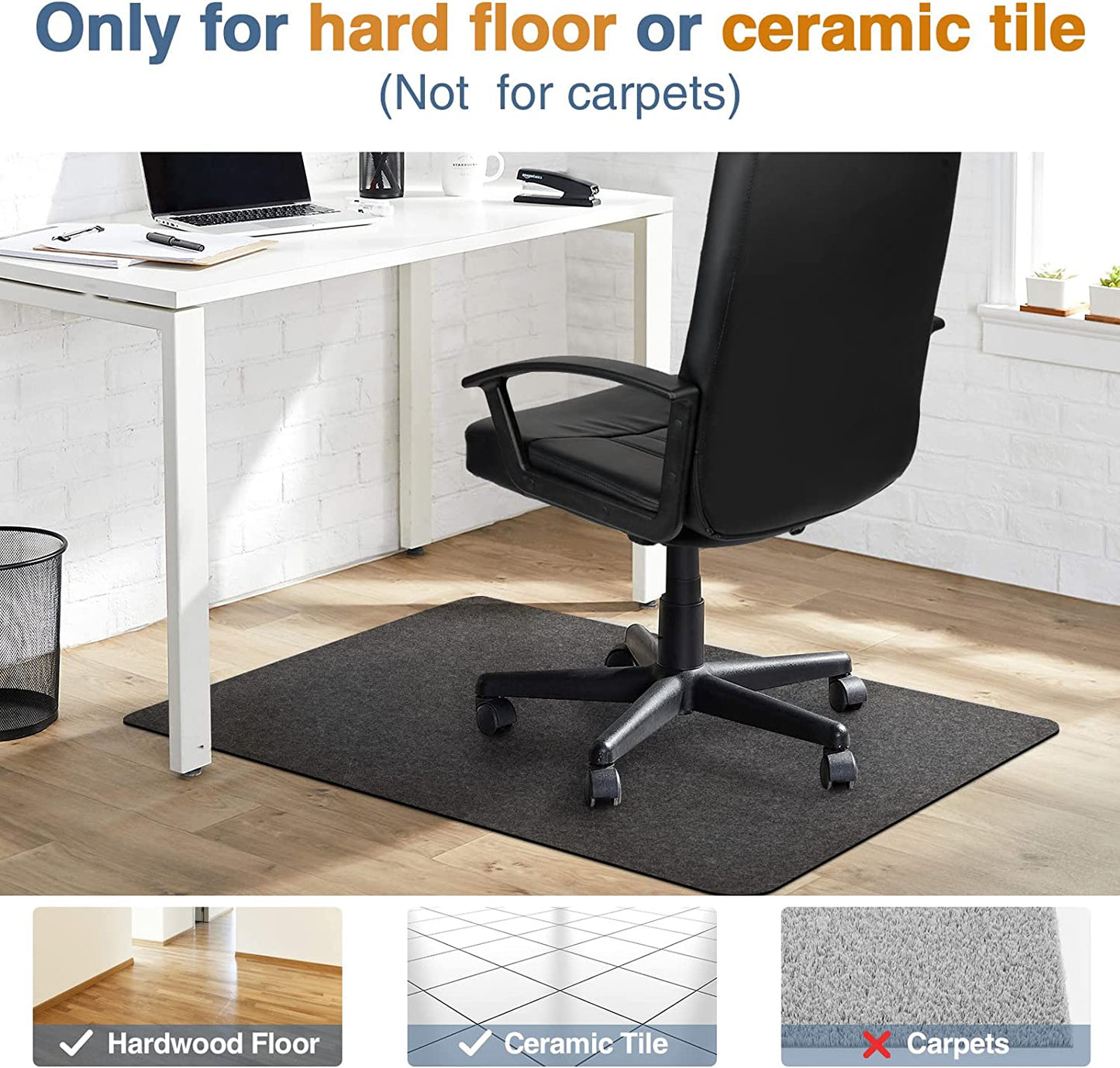 Chair Mat for Hardwood Floor,55" x 35"Office Chair Mats,Floor Protector For Desk Chair,Dark Grey