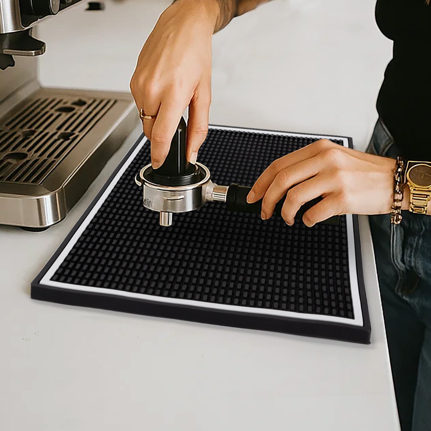 Hriiiiya Premium Bar Mat 18"x12" Coffee Mat, Dish Drying Mat, Durable & Stylish Service for Spills,Coffee,Bars,Restaurants,Counter Top Dish Drying Mat,Glass