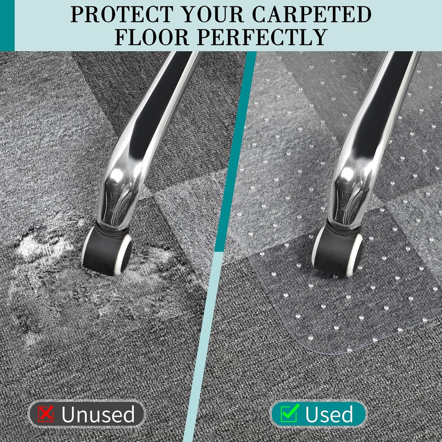 PVC Office Chair Mat for Carpets,36"x48" Clear Computer Desk Chair Mat for Low Carpeted Floors, Thick and Sturdy Carpet Protector