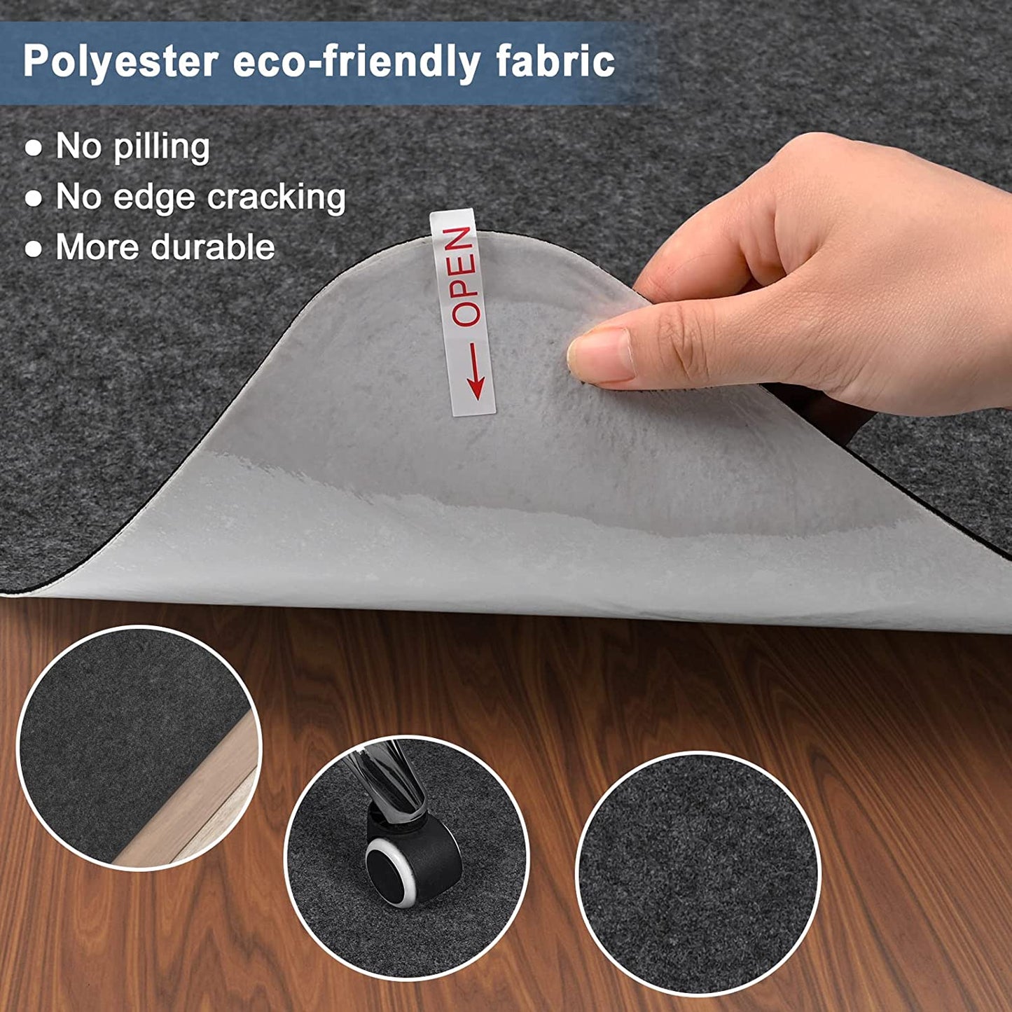Chair Mat for Hardwood Floor,55" x 35"Office Chair Mats,Floor Protector For Desk Chair,Dark Grey