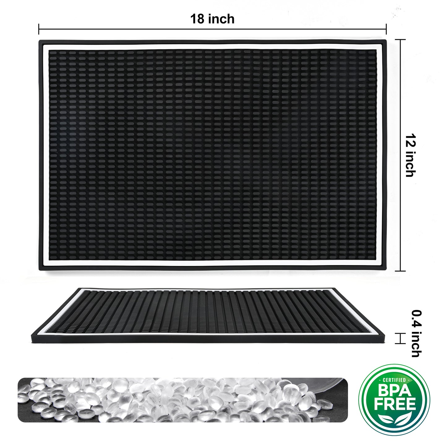 Hriiiiya Premium Bar Mat 18"x12" Coffee Mat, Dish Drying Mat, Durable & Stylish Service for Spills,Coffee,Bars,Restaurants,Counter Top Dish Drying Mat,Glass