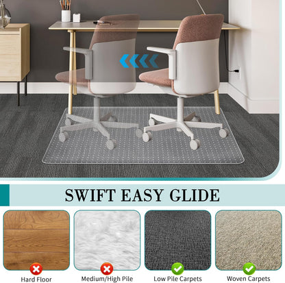 PVC Office Chair Mat for Carpets,36"x48" Clear Computer Desk Chair Mat for Low Carpeted Floors, Thick and Sturdy Carpet Protector