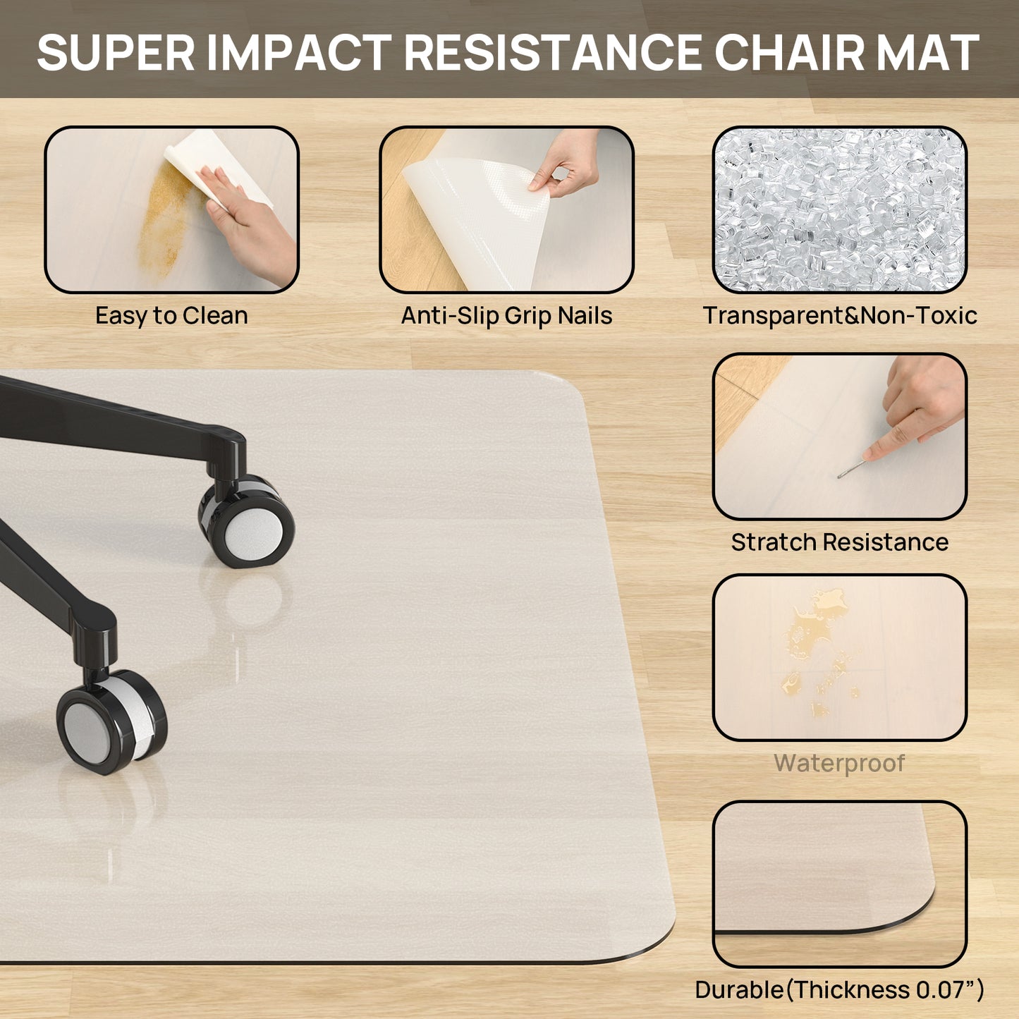 Plastic Chair Mat for Hardwood Floor, 36"x 48" Office Chair Mat for Home, Floor Protector Mat for Desk Chair for Home