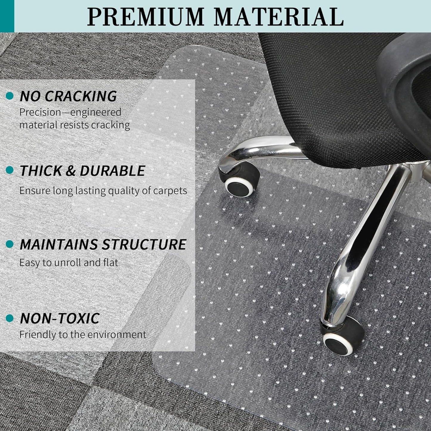 PVC Office Chair Mat for Carpets,36"x48" Clear Computer Desk Chair Mat for Low Carpeted Floors, Thick and Sturdy Carpet Protector