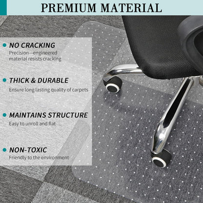 PVC Office Chair Mat for Carpets,36"x48" Clear Computer Desk Chair Mat for Low Carpeted Floors, Thick and Sturdy Carpet Protector