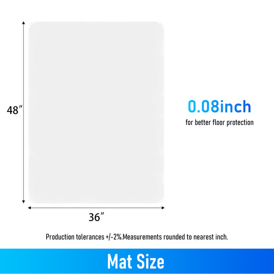 2PCS PVC Clear Office Chair Mat for Hardwood Floor,36"x48"Clear Mat for Desk Chair/Table.As Table Pad&Table Cover