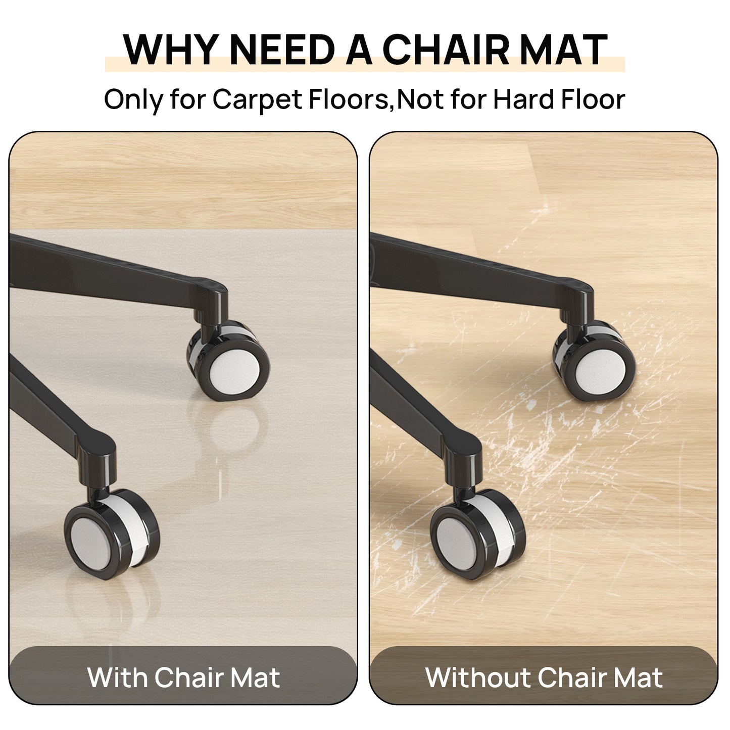 Plastic Chair Mat for Hardwood Floor, 36"x 48" Office Chair Mat for Home, Floor Protector Mat for Desk Chair for Home