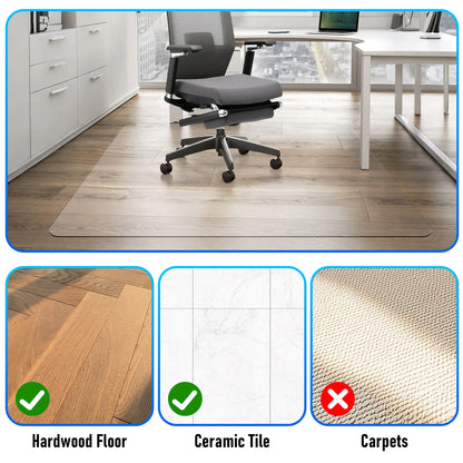 2PCS PVC Clear Office Chair Mat for Hardwood Floor,36"x48"Clear Mat for Desk Chair/Table.As Table Pad&Table Cover