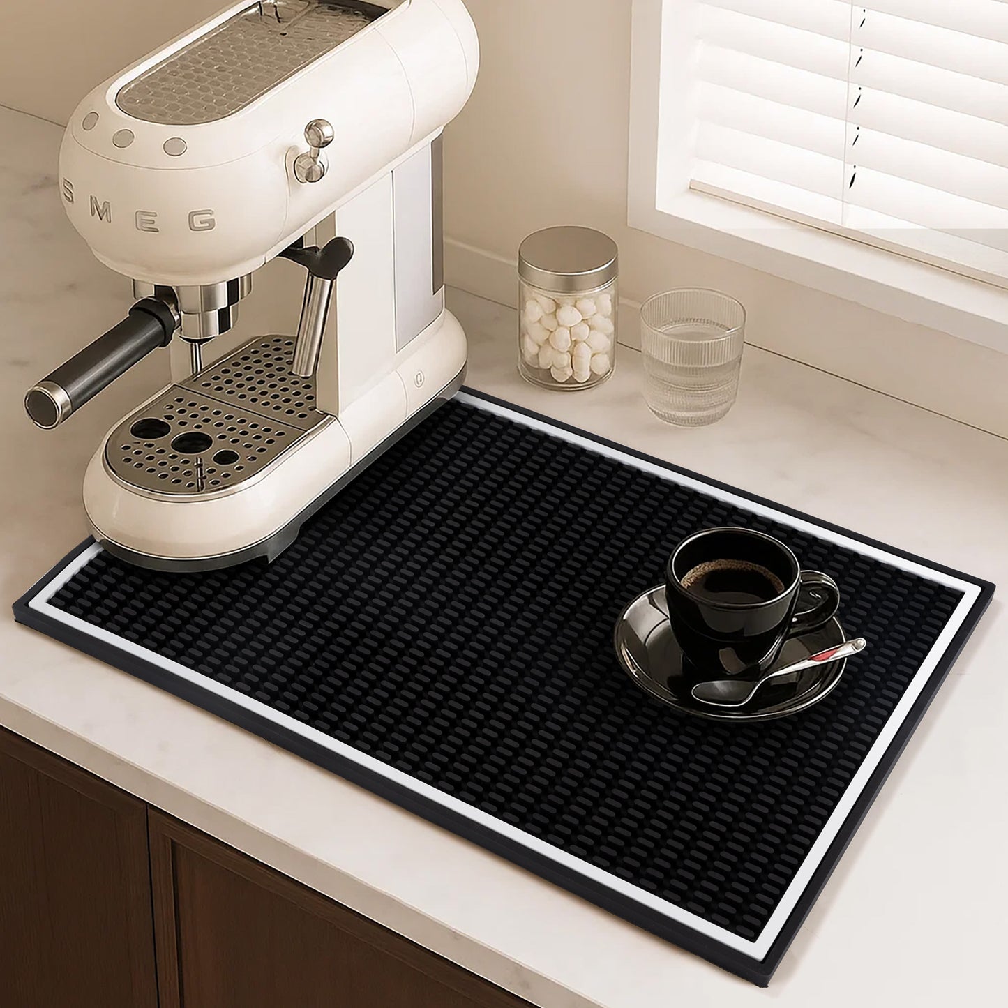 Hriiiiya Premium Bar Mat 18"x12" Coffee Mat, Dish Drying Mat, Durable & Stylish Service for Spills,Coffee,Bars,Restaurants,Counter Top Dish Drying Mat,Glass