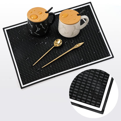 Hriiiiya Premium Bar Mat 18"x12" Coffee Mat, Dish Drying Mat, Durable & Stylish Service for Spills,Coffee,Bars,Restaurants,Counter Top Dish Drying Mat,Glass